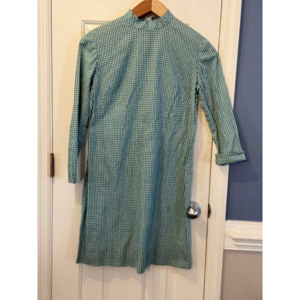Unbranded Green Gingham Turtleneck Dress Likely 6/ Medium Classic Spring Preppy